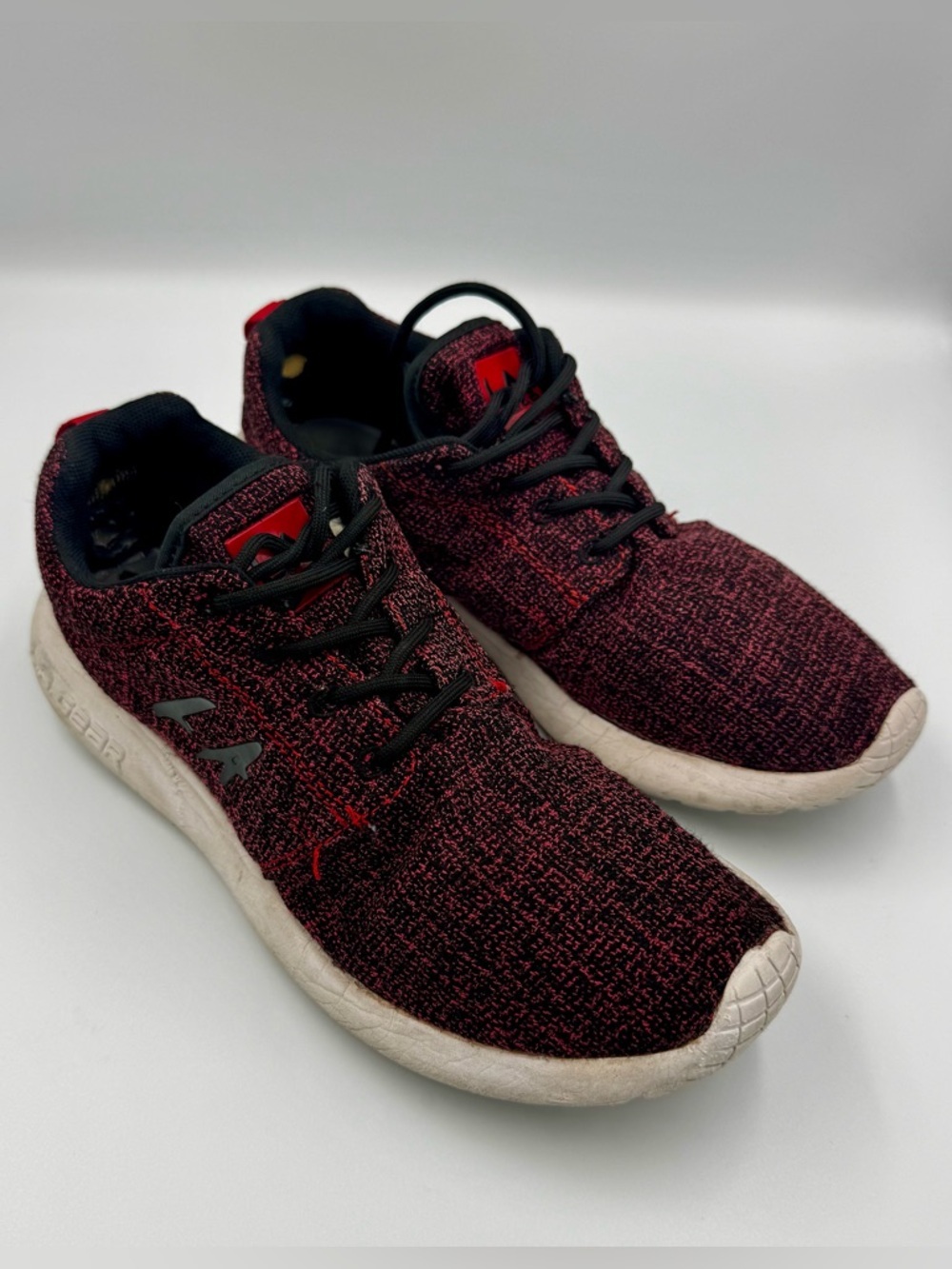 LA Gear Black Red Knit Lace-Up Athletic Casual Sneakers